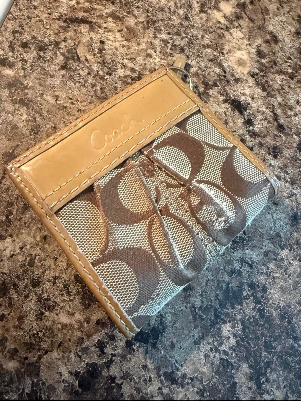 Coach wrist wallet Brown and Tan Signature Canvas
